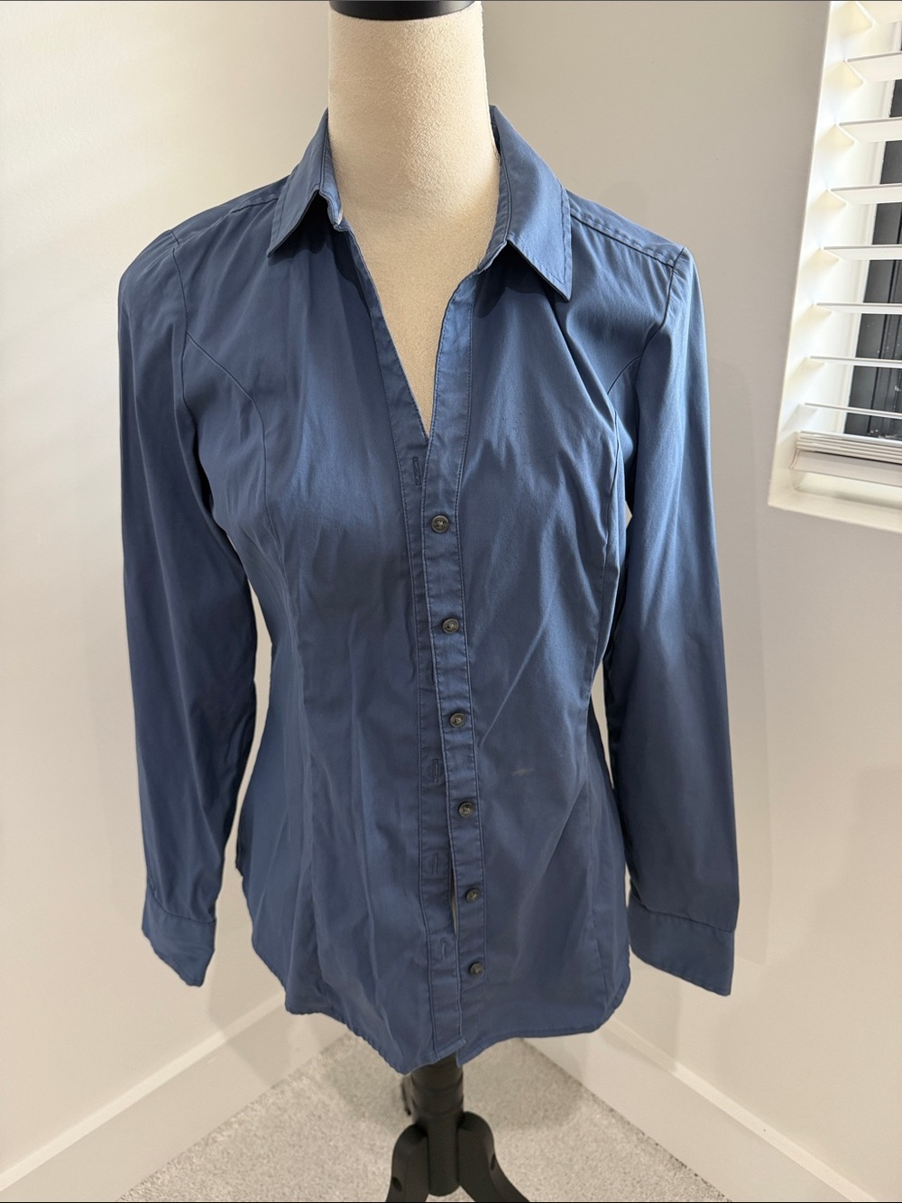 Express Women's Slate Blue Button-Down Shirt